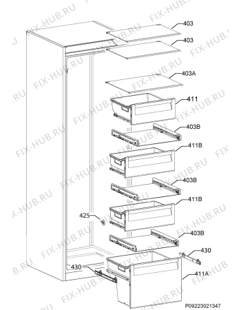 Взрыв-схема холодильника Aeg AGE72624NW - Схема узла Internal parts